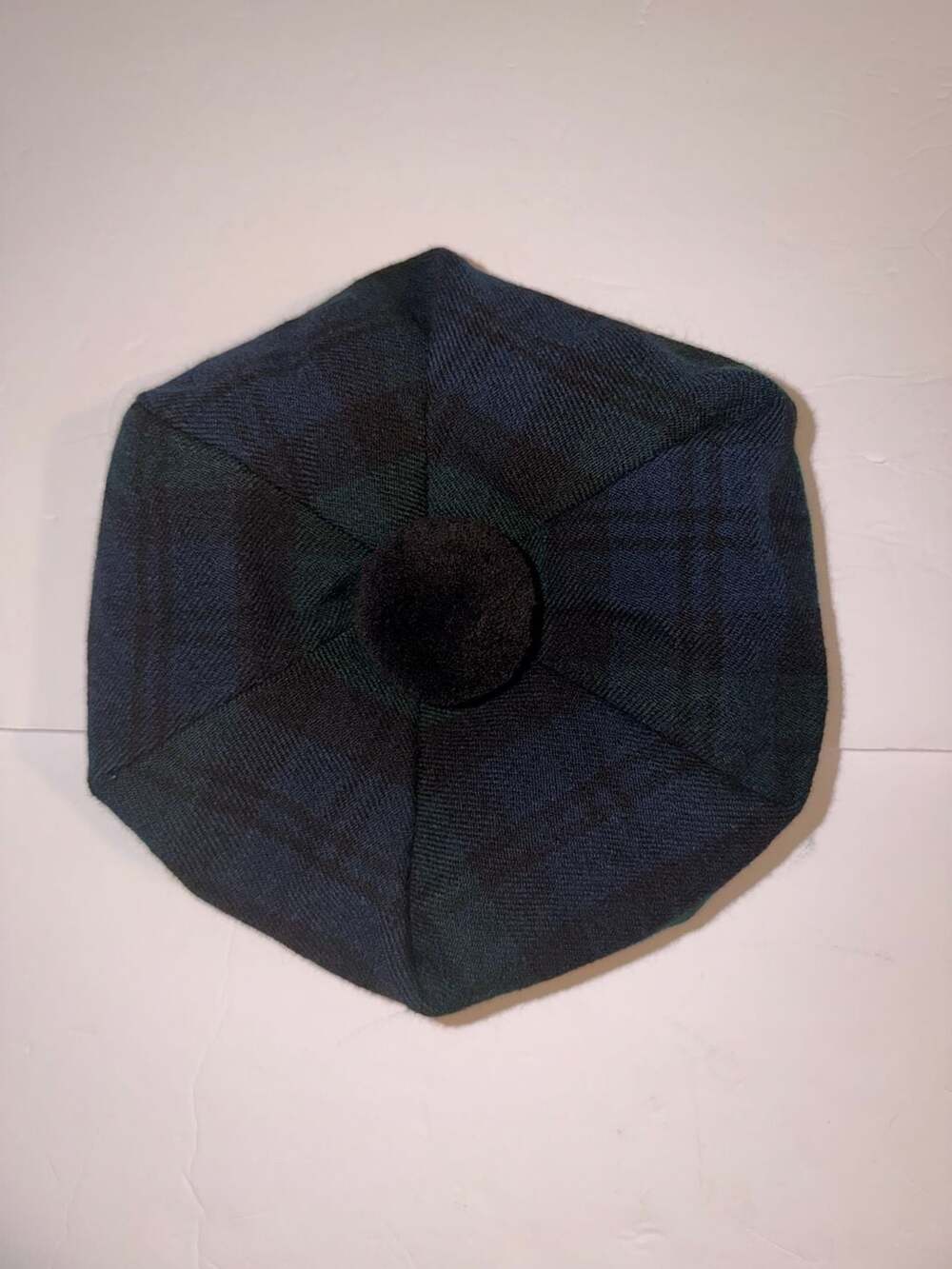 Scottish Black Watch Tartan Tam O Shanter Hat Bonnet with Pompom